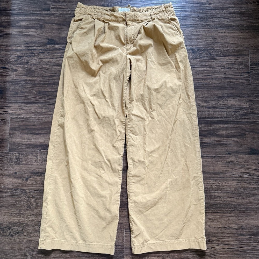 Anthropologie Colette Wide Leg Pants Size 10 Ochre Cinch Back High Rise Chino
